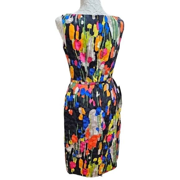 David Meister Womens Silk Colorful Brushstroke Sleeveless Sheath Dress Size 4 - Picture 6 of 16